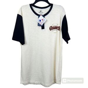 NEW Deadstock Fanatics San Francisco Giants Short Sleeve Henley Baseball Tee L